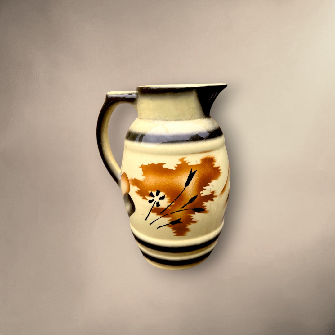 Pichet Art Déco Wächtersbach en Céramique Émaillée Spritzdekor – Années 30