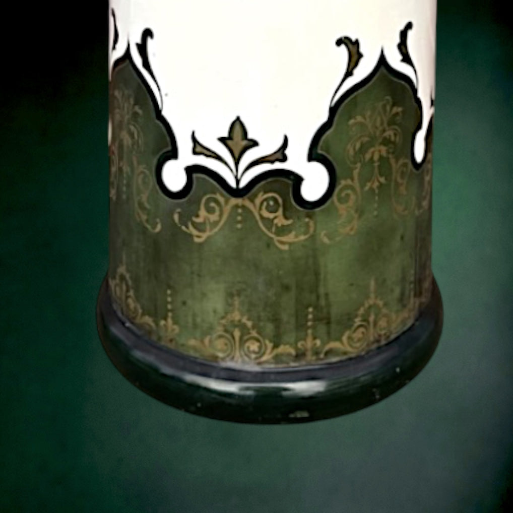 Porte-Parapluie Boch La Louvière en Faïence Art Nouveau Vert et Doré - Années 1910-1930