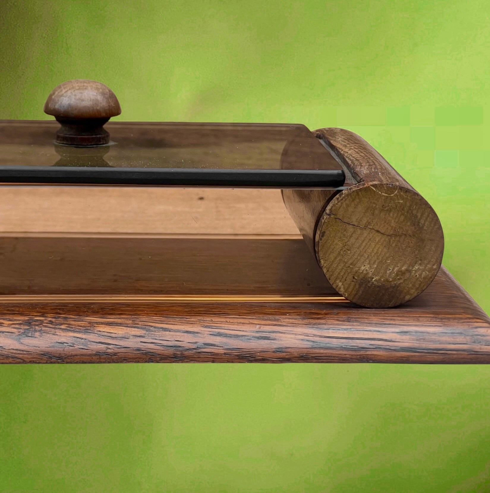 Boîte Décorative Art Déco en Bois Verre Rose et Verre Fumé – Années 30 40