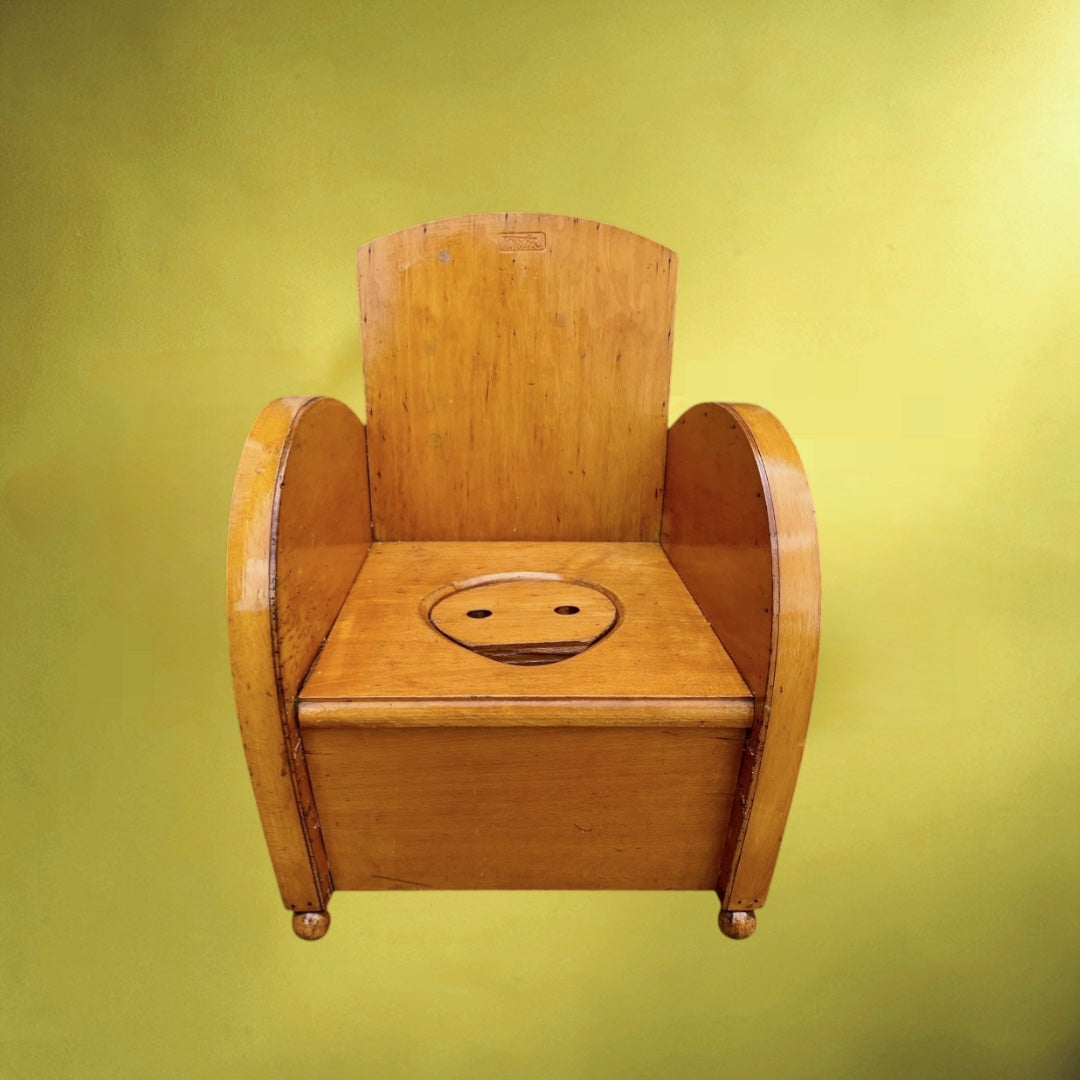 Fauteuil Art Déco TORCK en bois – ancien siège vintage belge années 1930 – mobilier décoratif