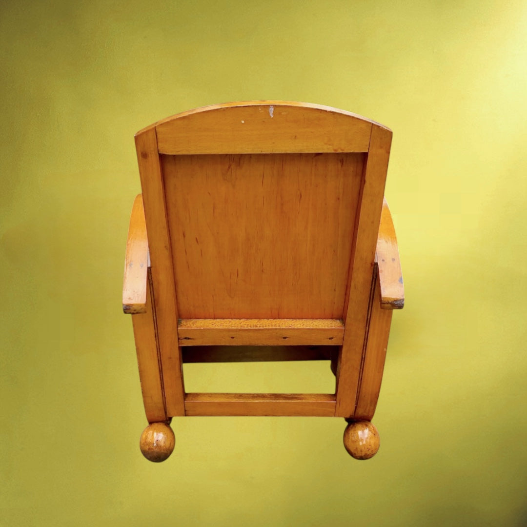 Fauteuil Art Déco TORCK en bois – ancien siège vintage belge années 1930 – mobilier décoratif