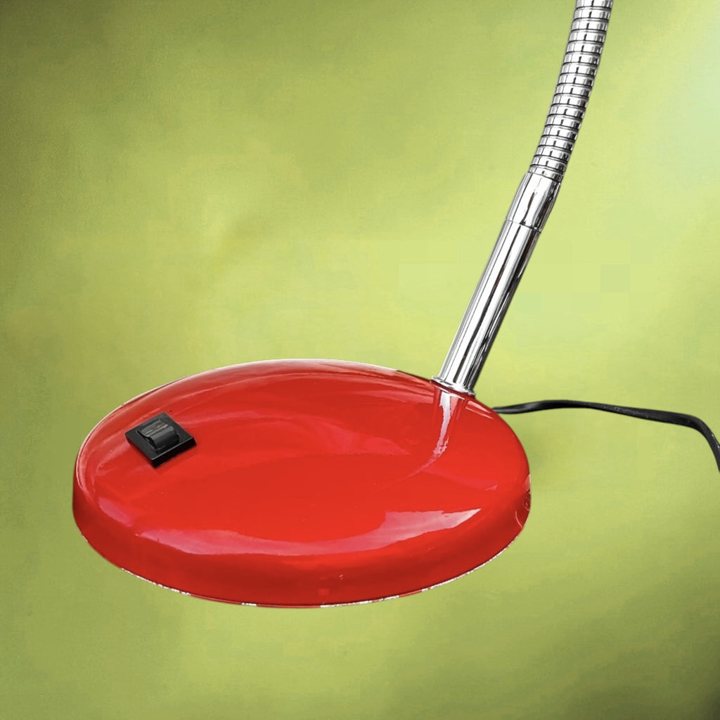 Lampe de bureau vintage rouge – métal laqué – esprit Space Age – années 1960–1970