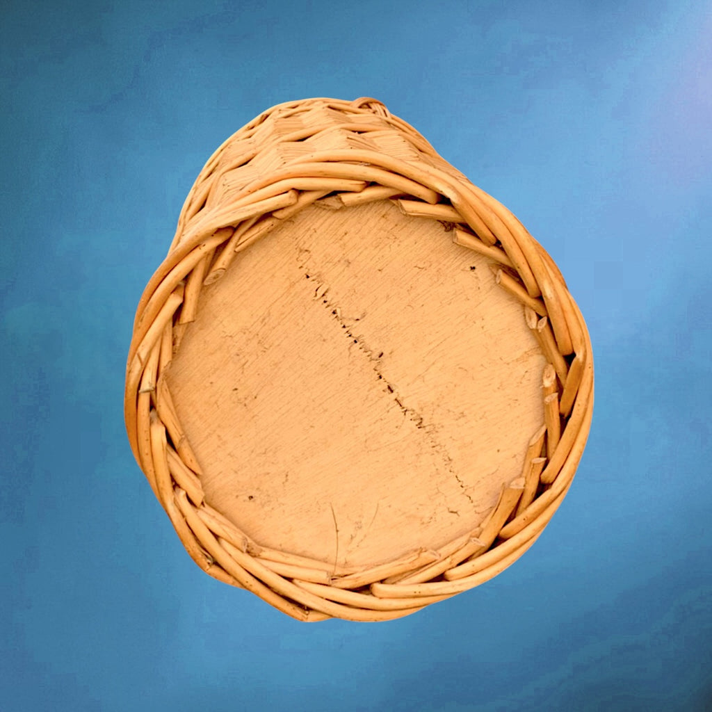 Porte-parapluie en osier vintage – panier haut tressé – années 60 70 – vannerie