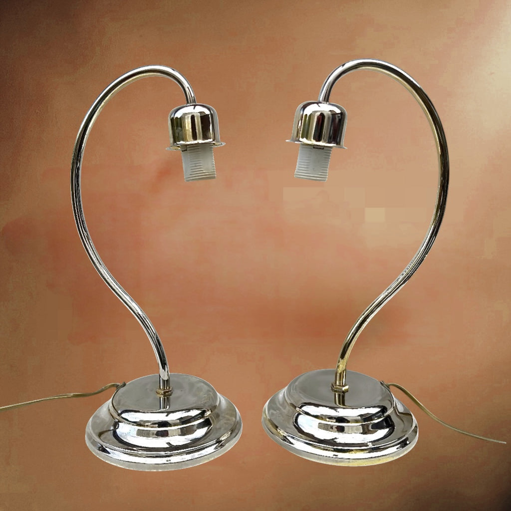 Paire de lampes vintage Massive chrome et verre dépoli texturé – lampes de table design années 80