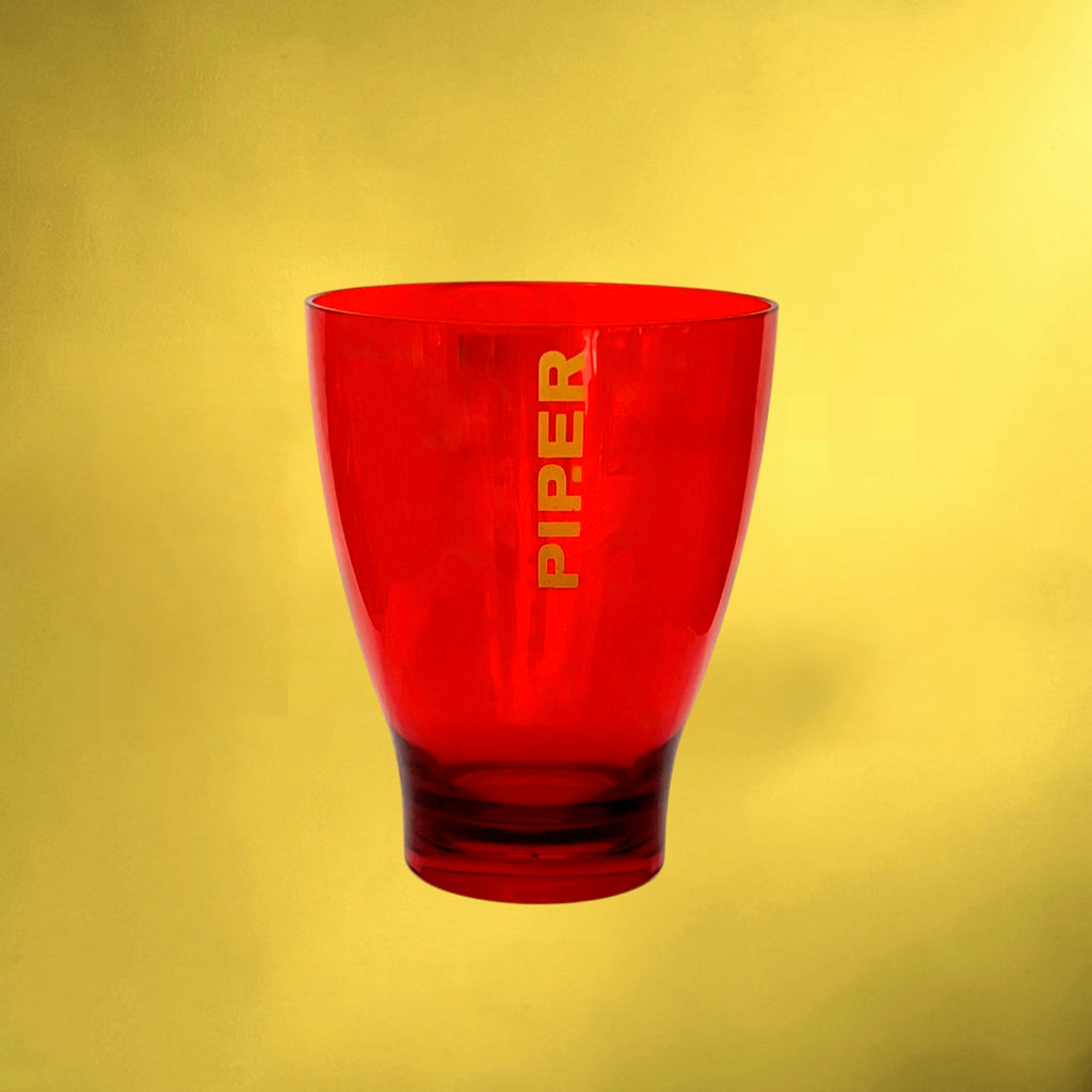 Seau à Champagne Piper-Heidsieck Vintage Acrylique Rouge Transparent Logo Doré -  Années  80 90