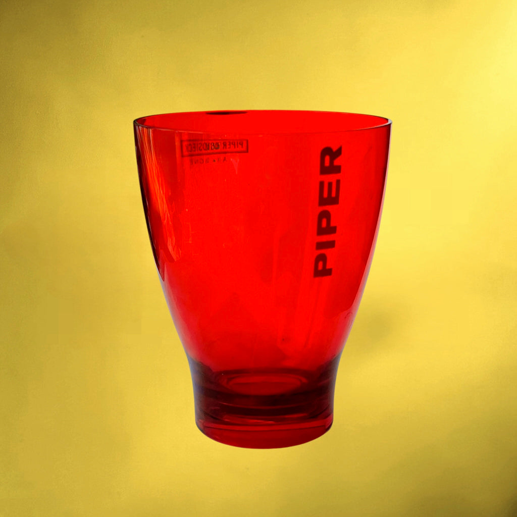 Seau à Champagne Piper-Heidsieck Vintage Acrylique Rouge Transparent Logo Doré -  Années  80 90
