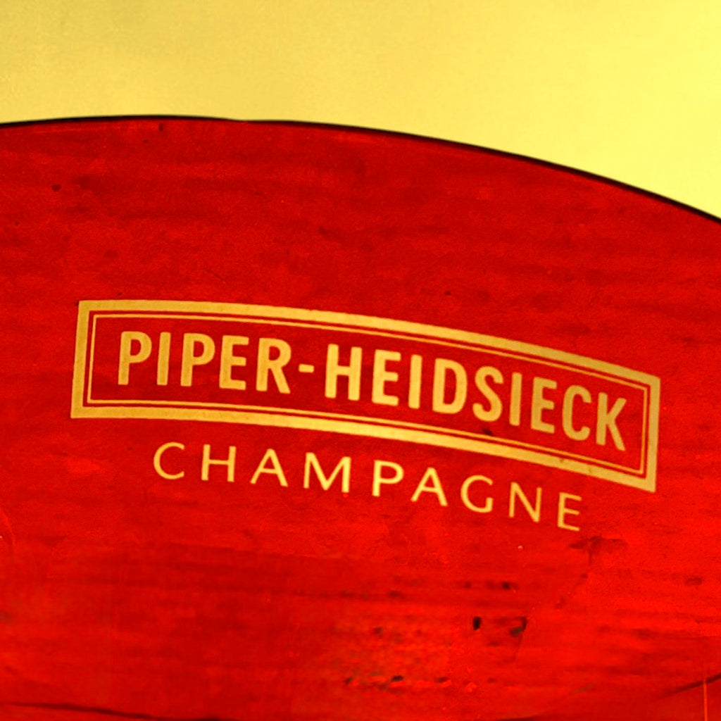 Seau à Champagne Piper-Heidsieck Vintage Acrylique Rouge Transparent Logo Doré -  Années  80 90