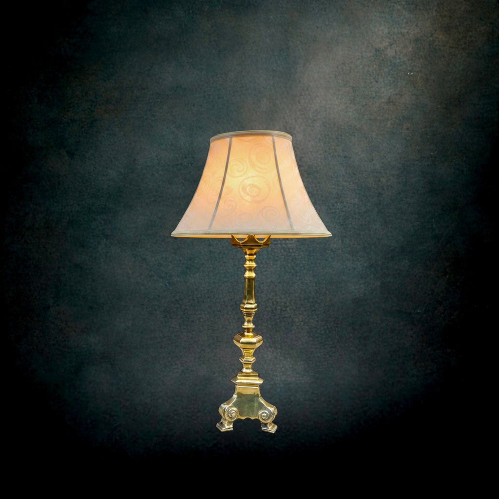Pied De Lampe Vintage en Laiton Massif Poli Style Bougeoir – Années 50 60