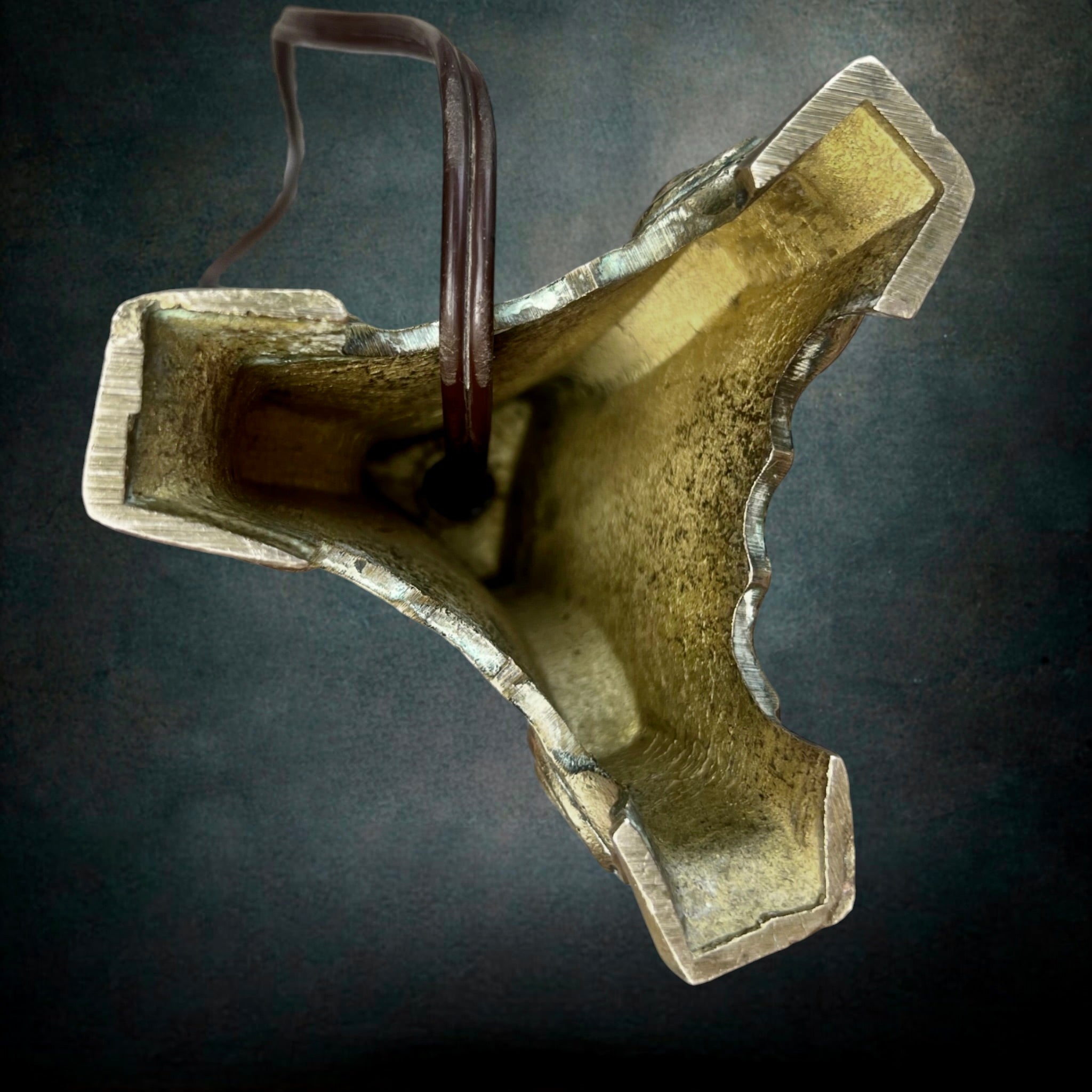 Pied De Lampe Vintage en Laiton Massif Poli Style Bougeoir – Années 50 60