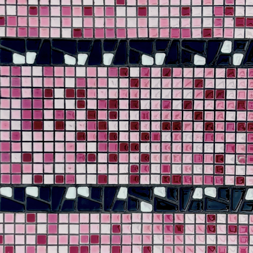 Porte-revues Vintage Table d'Appoint Mosaïque Rose Métal Noir Années 50 60