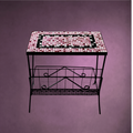 Porte-revues Vintage Mosaïque Rose Métal Noir Années 50 60