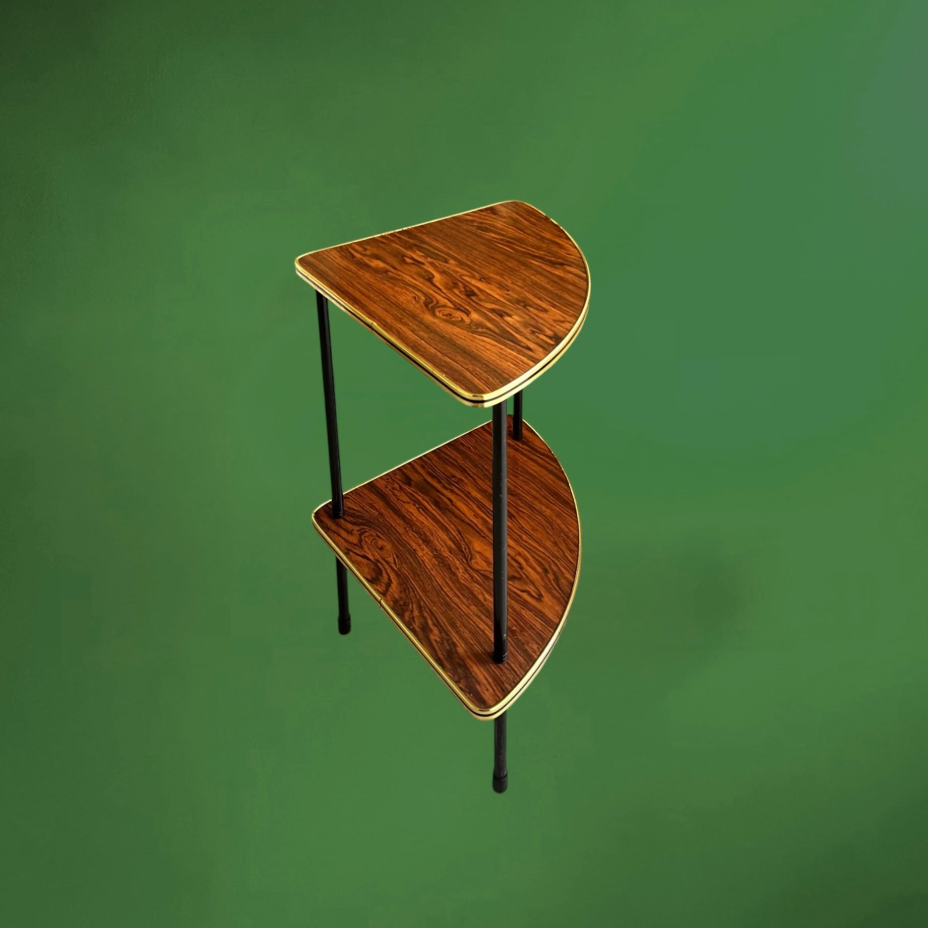 Encoignure Vintage Formica Imitation Bois Liseré Doré Années 50 60

