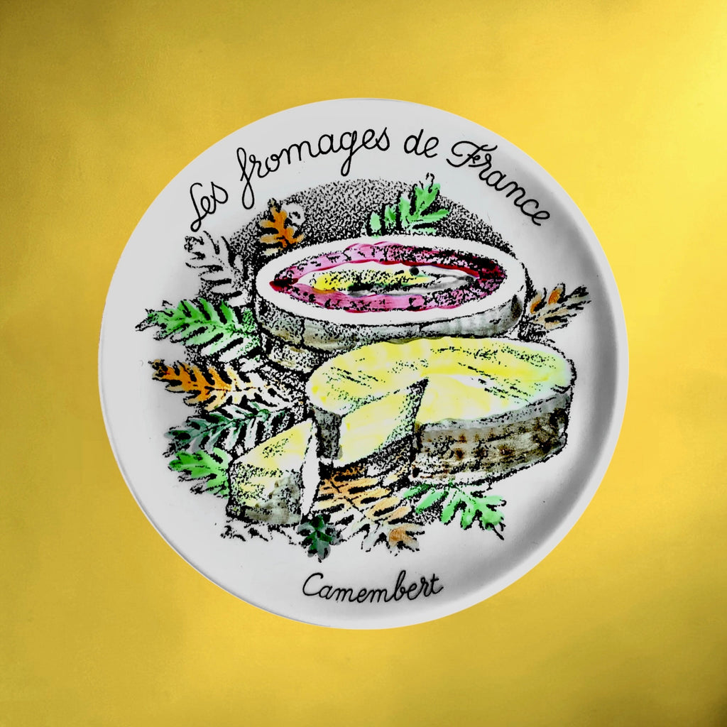 Série de 6 Assiettes à Fromage Gien en Céramique Décor Fromages de France - Années 70