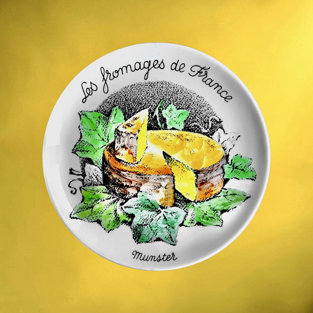 Série de 6 Assiettes à Fromage Gien en Céramique Décor Fromages de France - Années 70