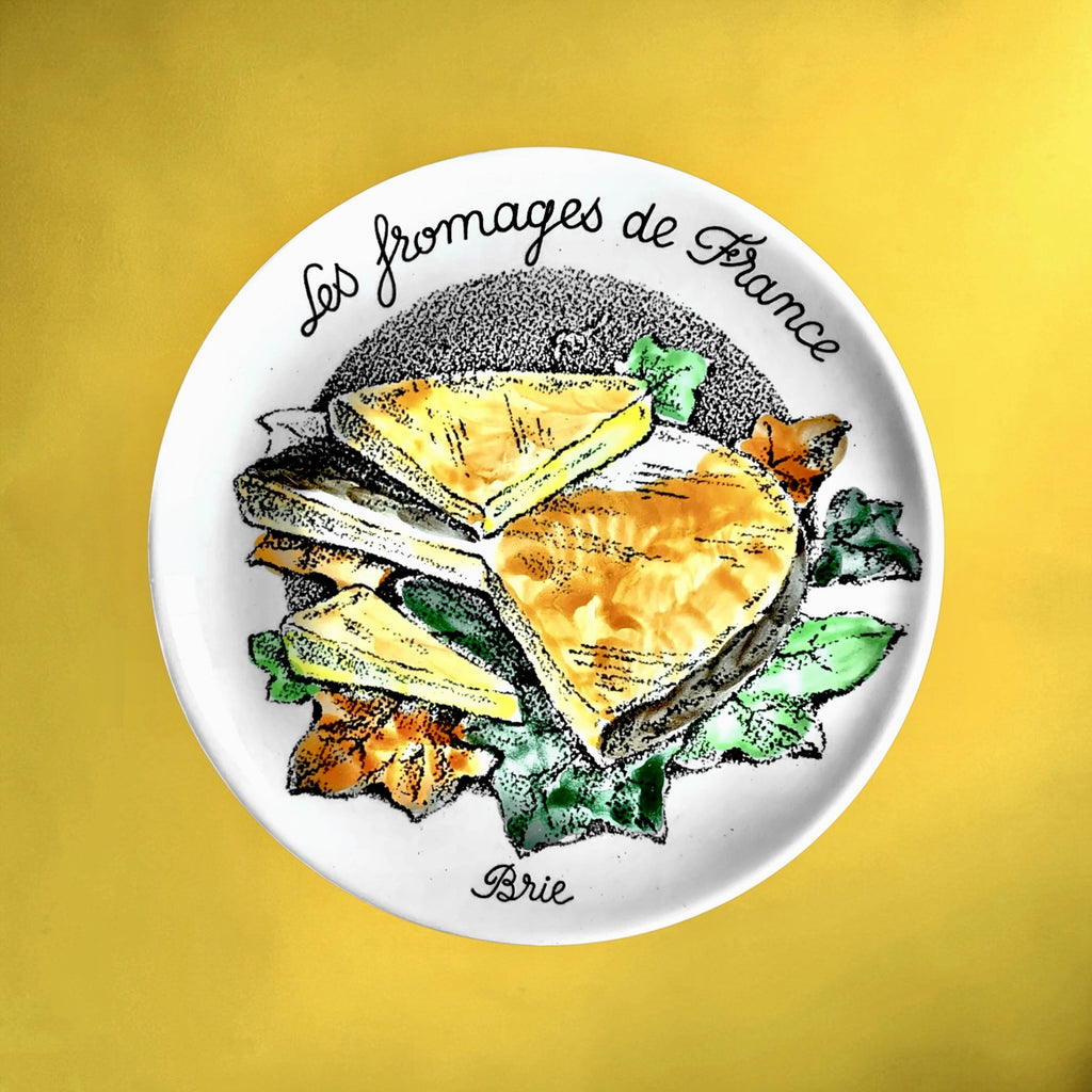 Série de 6 Assiettes à Fromage Gien en Céramique Décor Fromages de France - Années 70