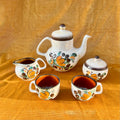 Service à Café Boch Corfou Décor Floral Orange Brun Vert Années 60 70