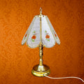 Lampe tactile vintage Hollywood Regency à abat-jour floral – verre et métal doré