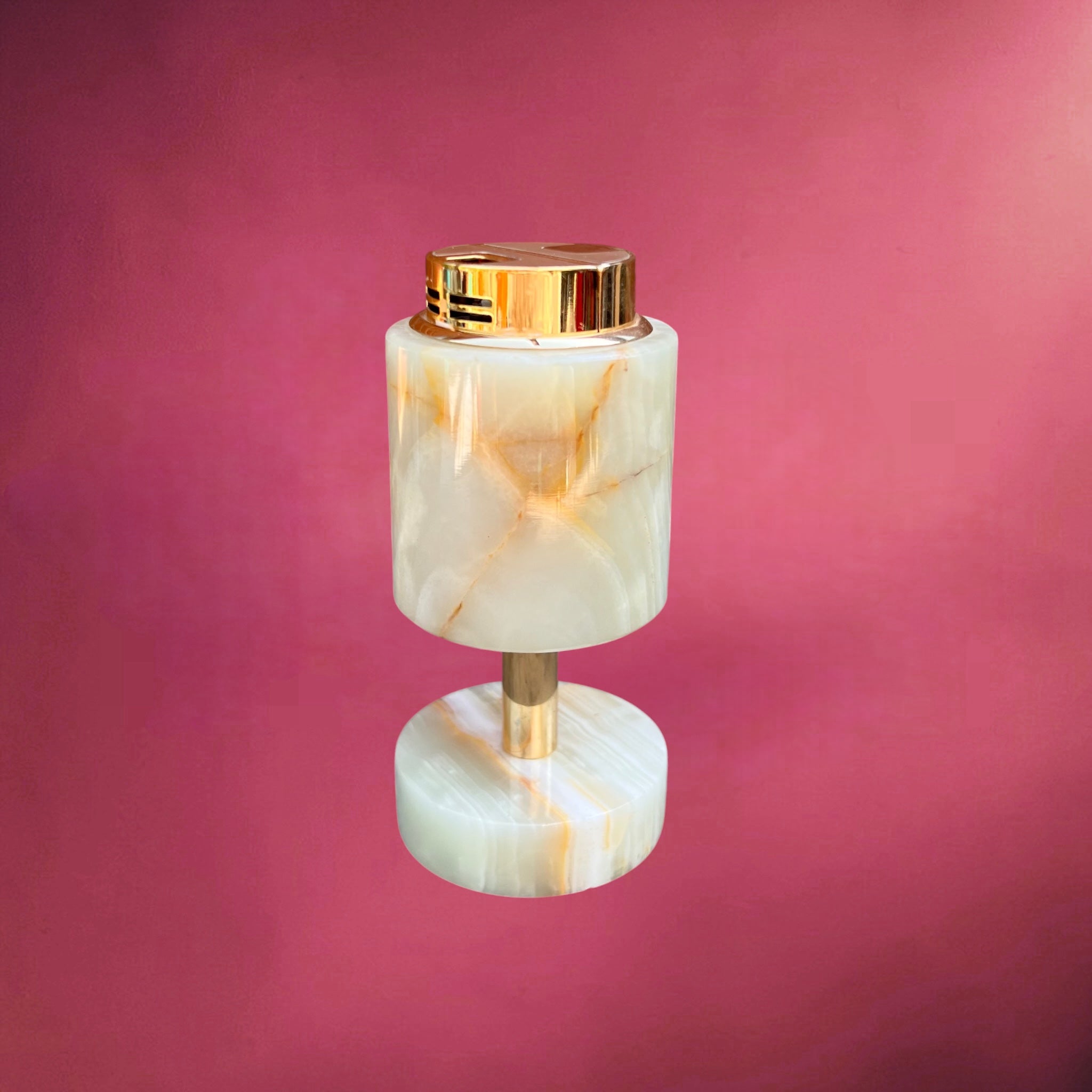 Briquet de Table Sarome Japon en Onyx et Métal Doré – Années 70