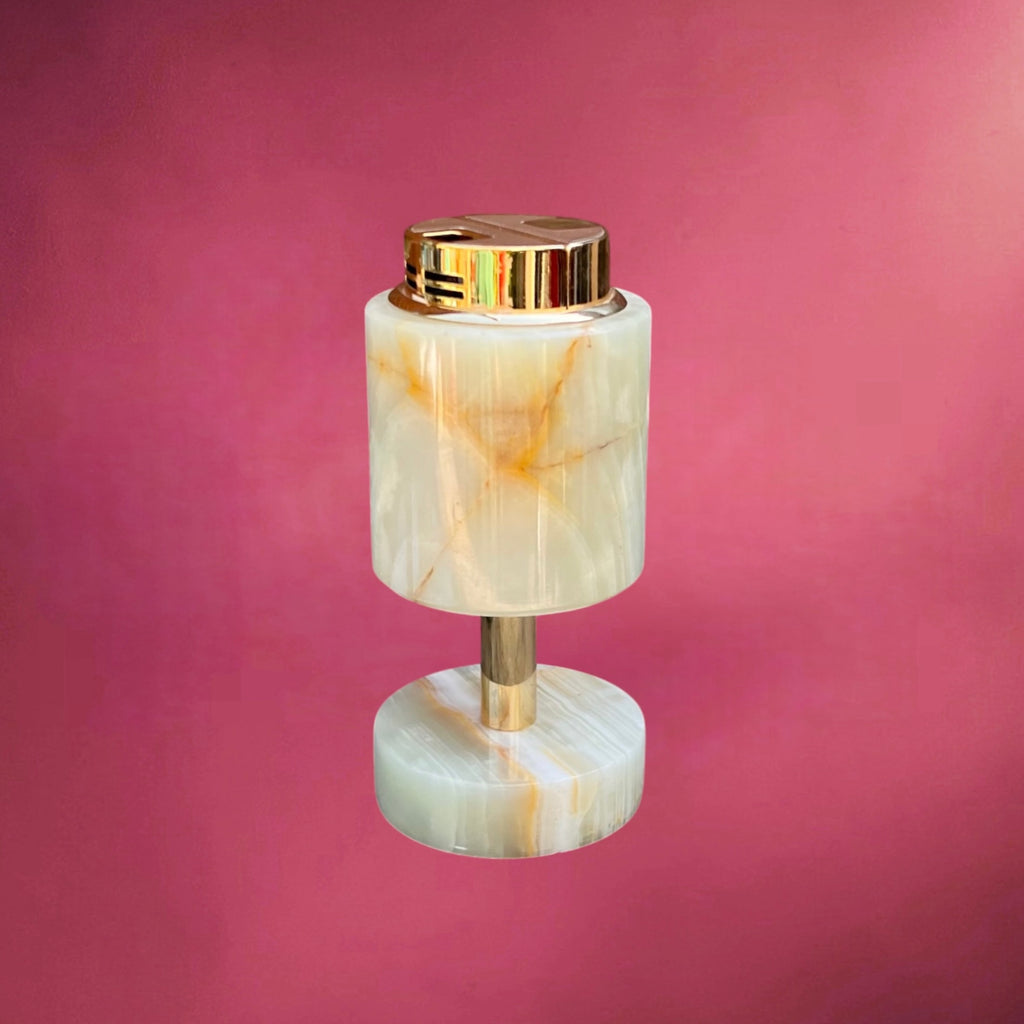 Briquet de Table Sarome en Onyx et Métal Doré