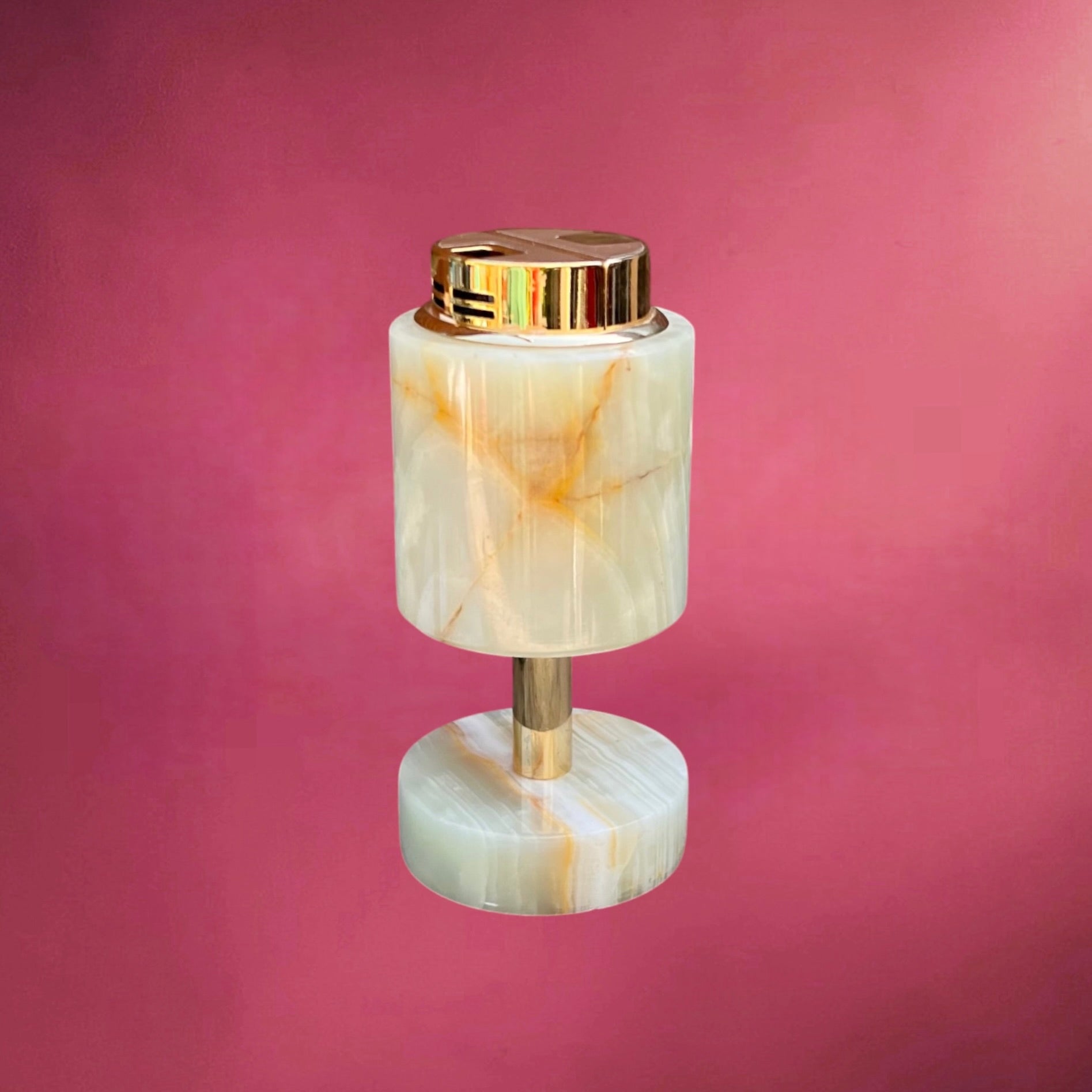Briquet de Table Sarome en Onyx et Métal Doré