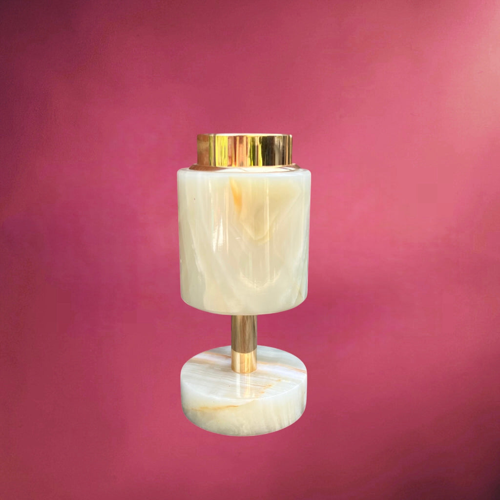 Briquet de Table Sarome Japon en Onyx et Métal Doré – Années 70