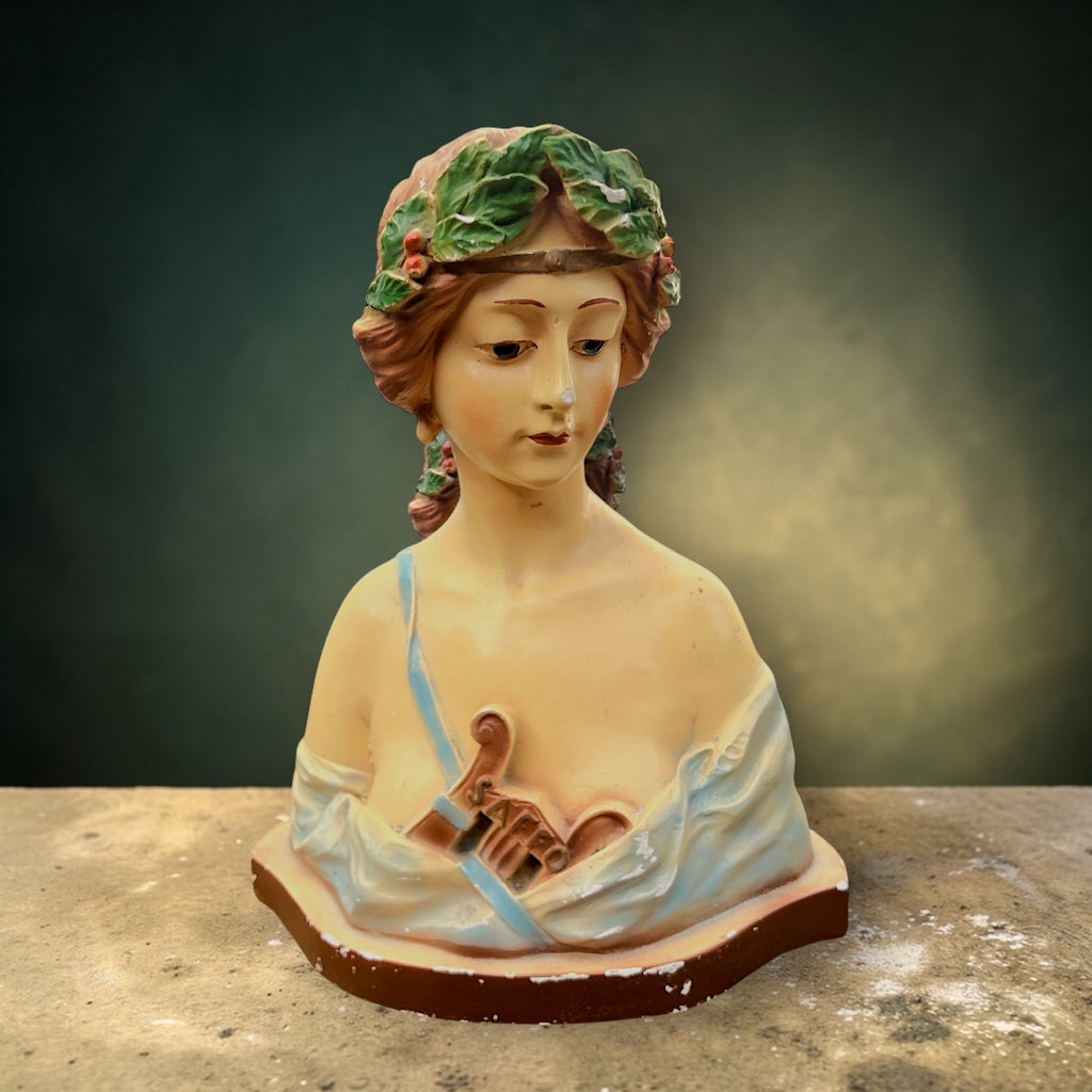 Buste de Saffo en plâtre polychrome Signé M. Fiorucci – Italie, début XXe siècle