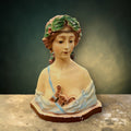 Buste de Saffo en plâtre polychrome Signé M. Fiorucci – Italie, début XXe siècle