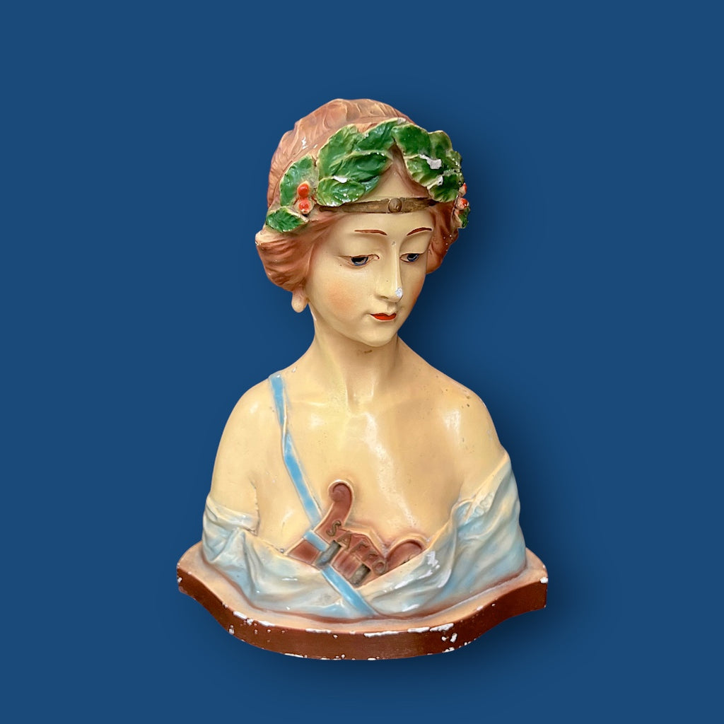Buste de Saffo en plâtre polychrome Signé M. Fiorucci – Italie, début XXe siècle