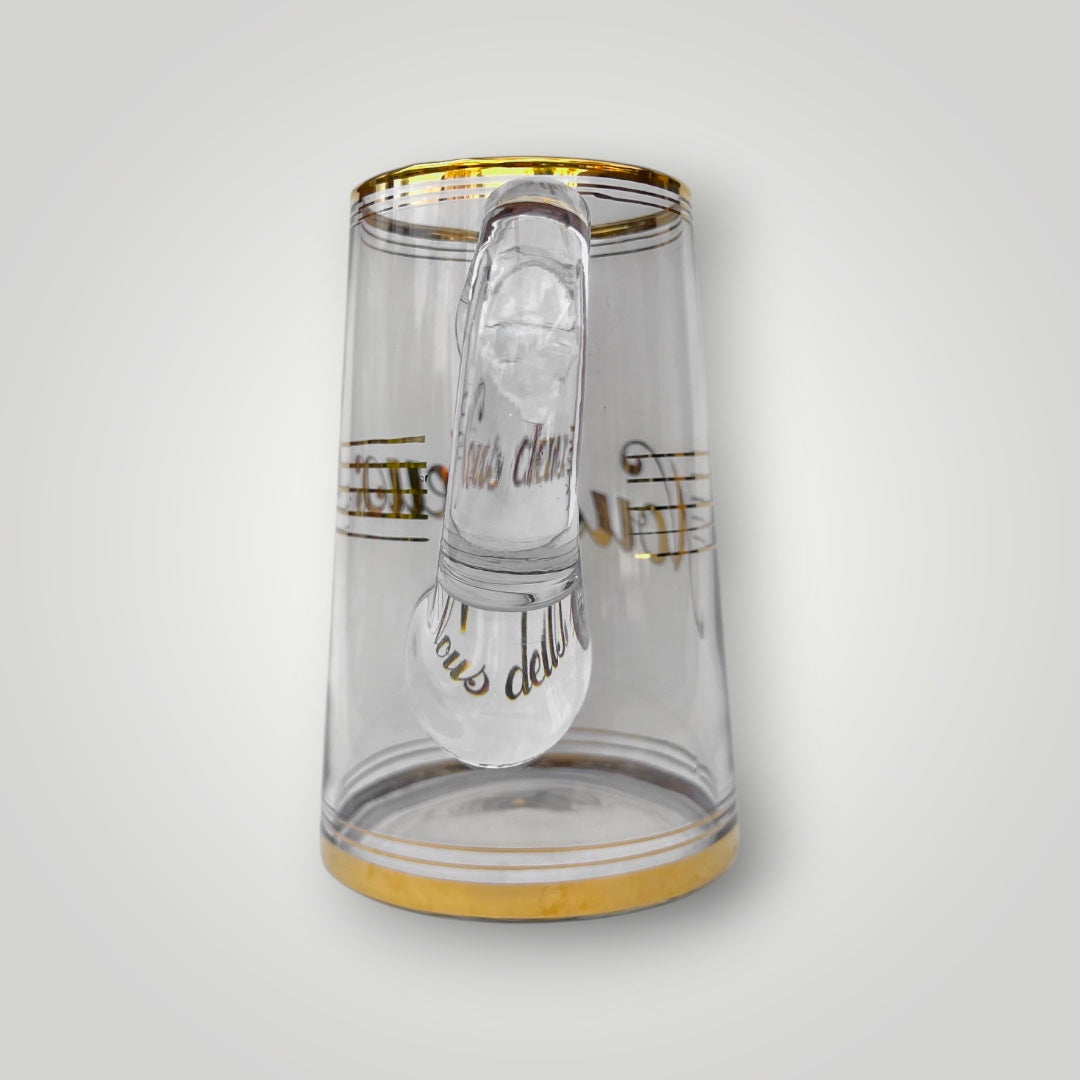 Pichet Ancien En Verre Transparent Nous Deux Doré Esprit Art Déco Années 30-40