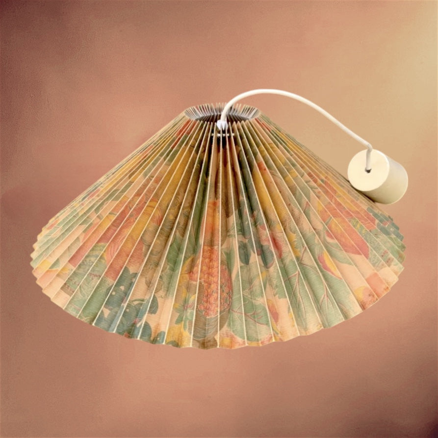 Suspension Vintage en Papier Plissé à Décor Floral Multicolore - Années 70