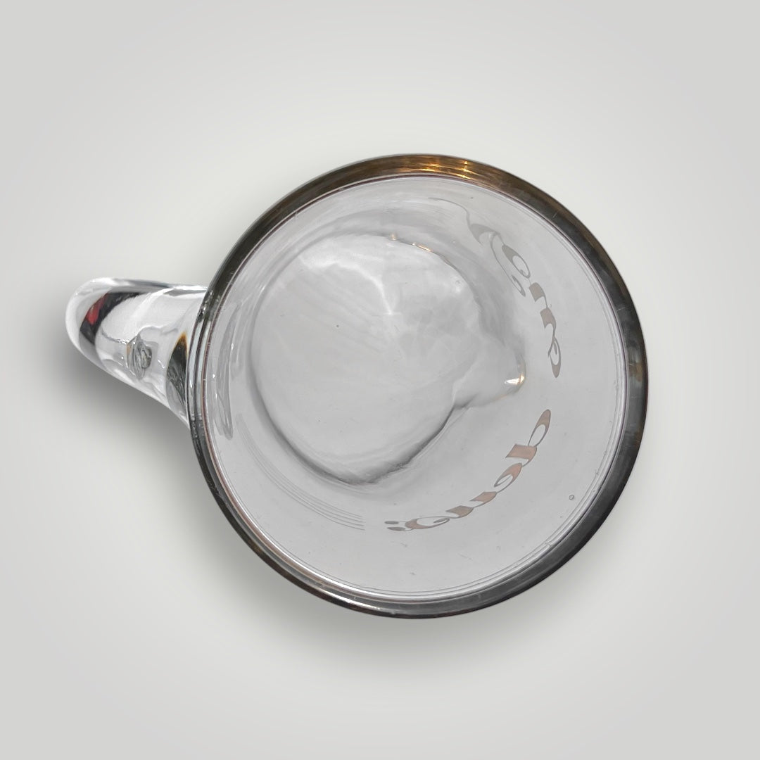 Pichet Ancien En Verre Transparent Nous Deux Doré Esprit Art Déco Années 30-40