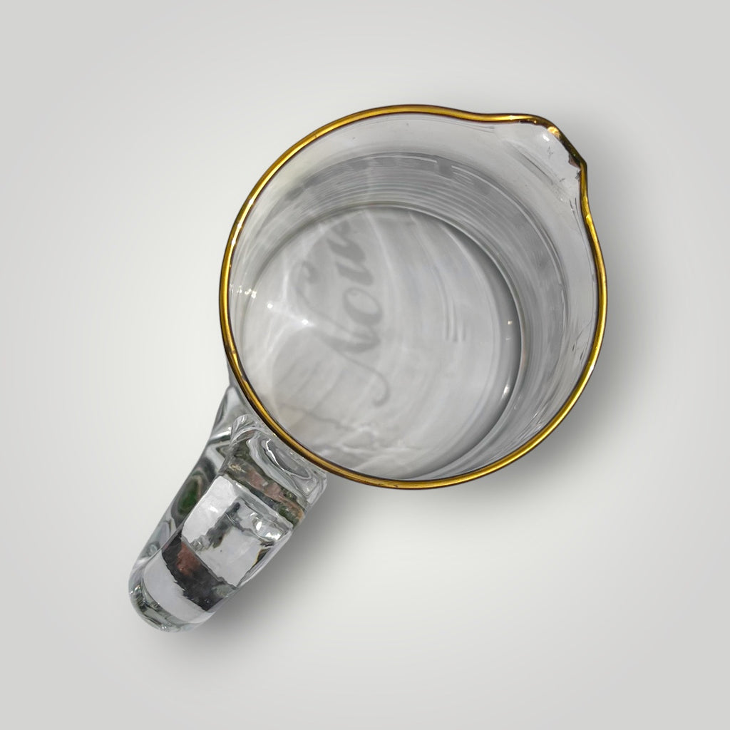 Pichet Ancien En Verre Transparent Nous Deux Doré Esprit Art Déco Années 30-40