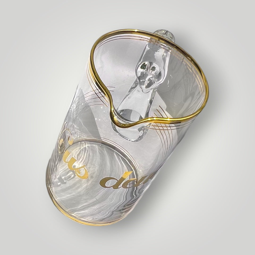 Pichet Ancien En Verre Transparent Nous Deux Doré Esprit Art Déco Années 30-40
