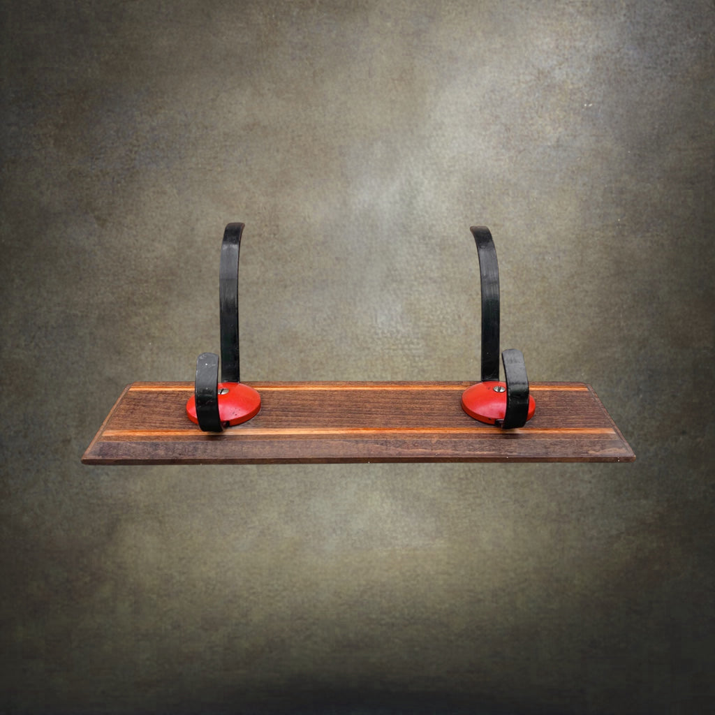 Portemanteau Mural Vintage en Bois et Métal Peint Noir et Rouge - Années 50-60