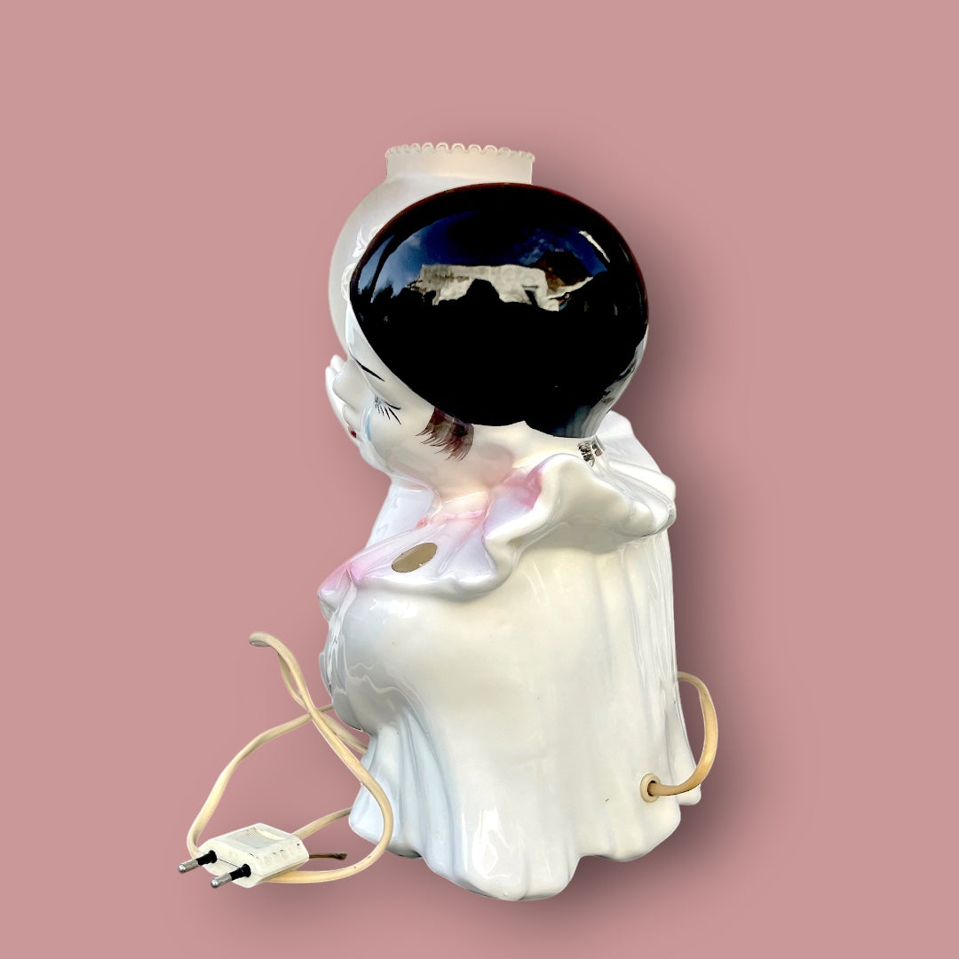 Lampe veilleuse Pierrot – céramique polychrome – années 1950-1960
