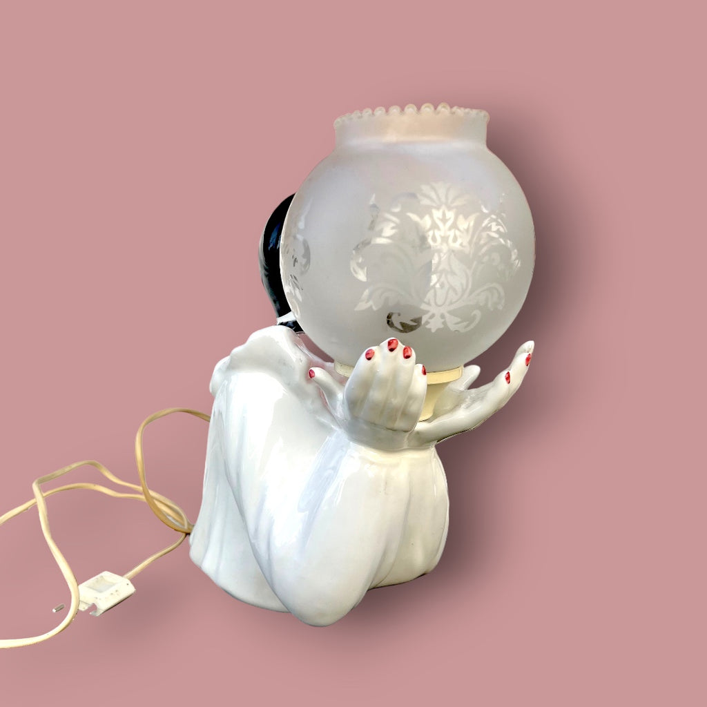 Lampe veilleuse Pierrot – céramique polychrome – années 1950-1960