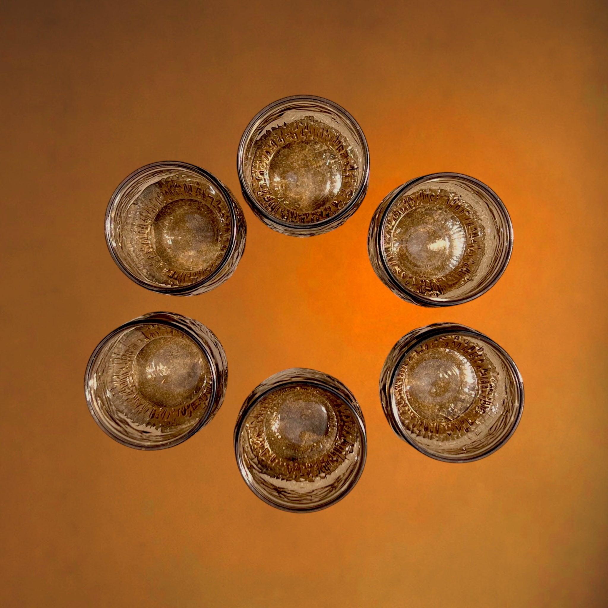 Service à Limonade Vemam en Verre Ambré Décor Agrumes en Relief - Années 70