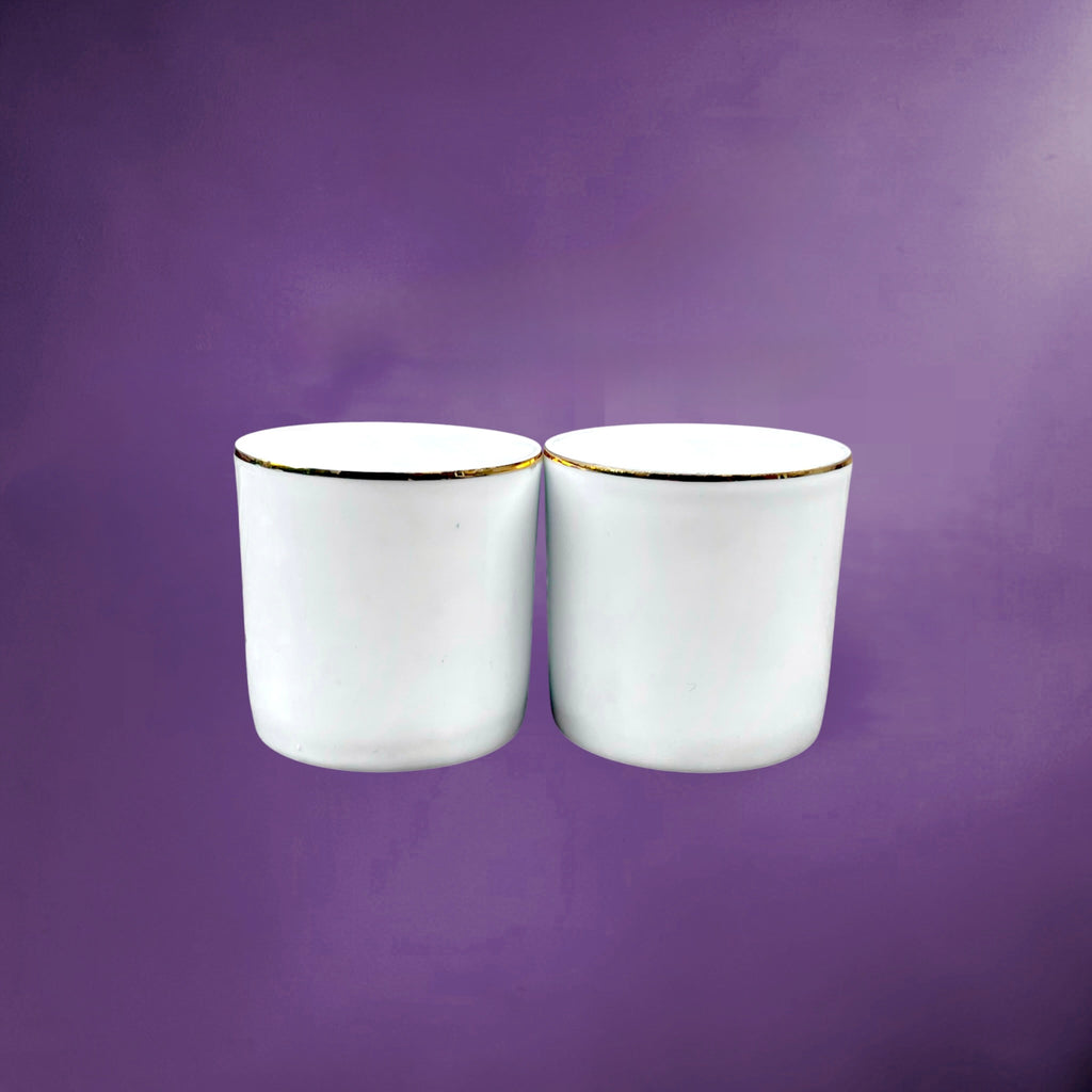Duo de Gobelets Delvaux Bruxelles 1829 en Porcelaine de Baudour Cerabel - Années 70