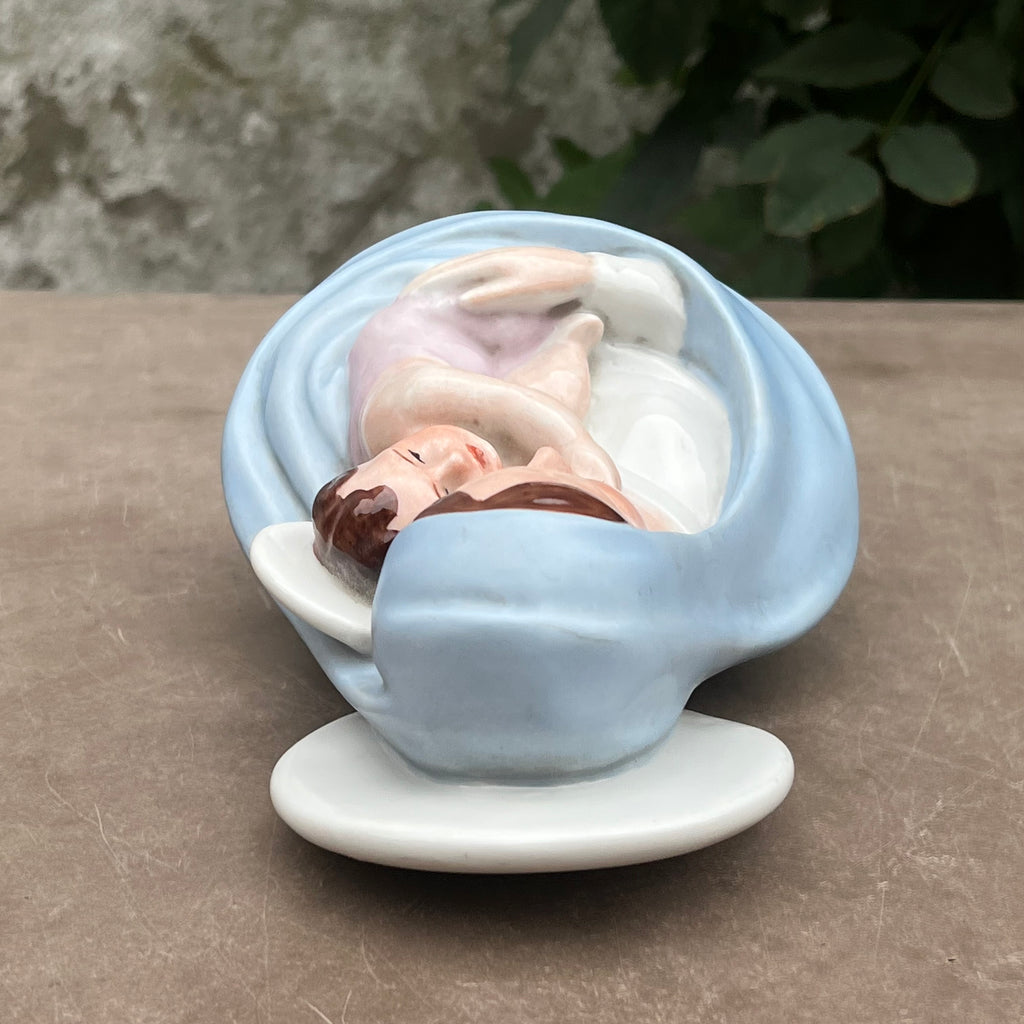 Vierge à l’Enfant en Porcelaine Polychrome Téco, Bois-de-Breux, Belgique – Années 30
