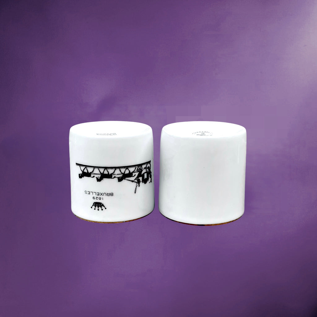 Duo de Gobelets Delvaux Bruxelles 1829 en Porcelaine de Baudour Cerabel - Années 70