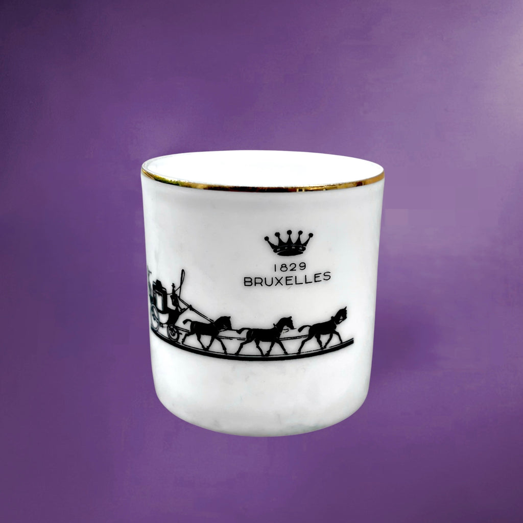 Duo de Gobelets Delvaux Bruxelles 1829 en Porcelaine de Baudour Cerabel - Années 70