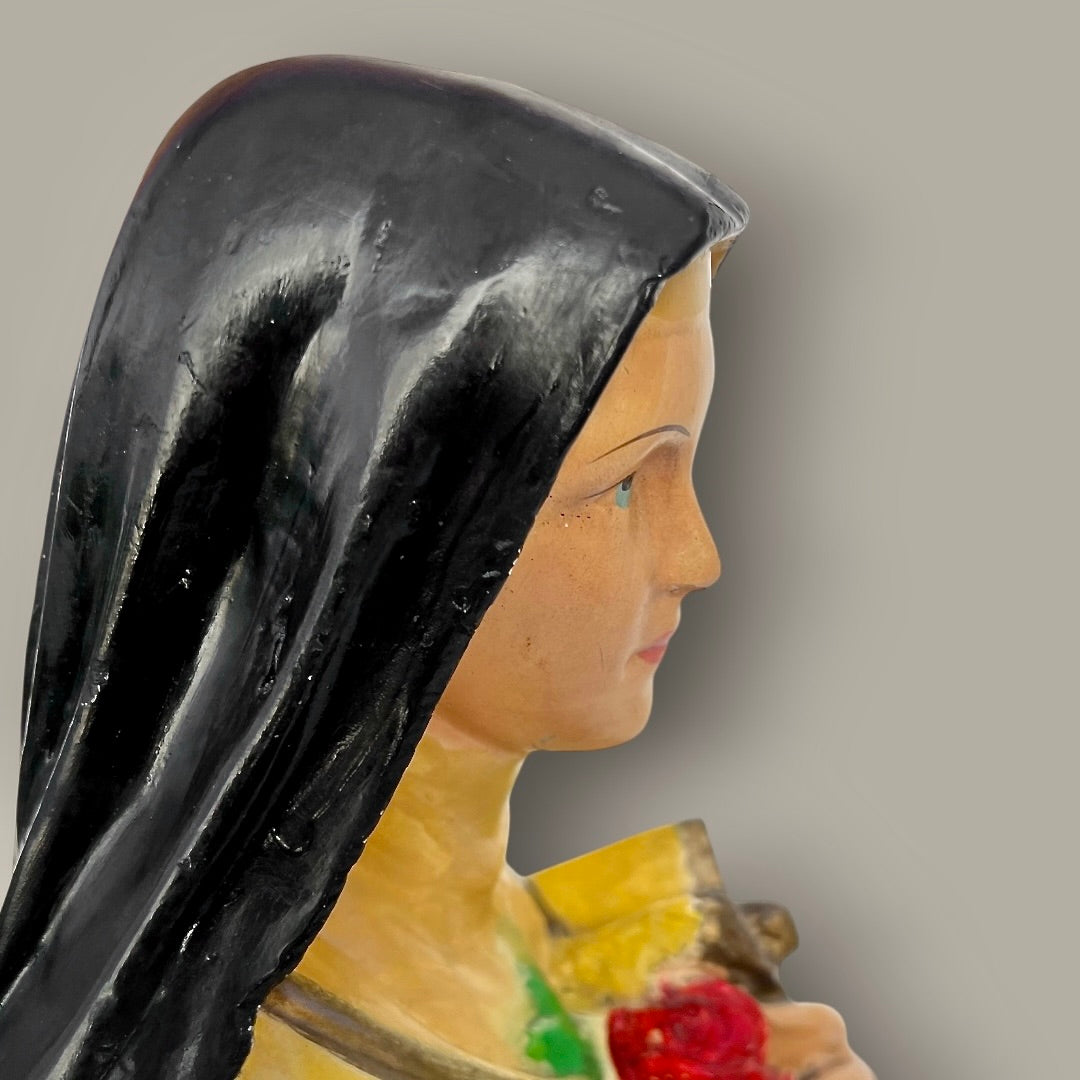 Buste ancien en plâtre polychrome Sainte-Thérèse de Lisieux – Années 1930