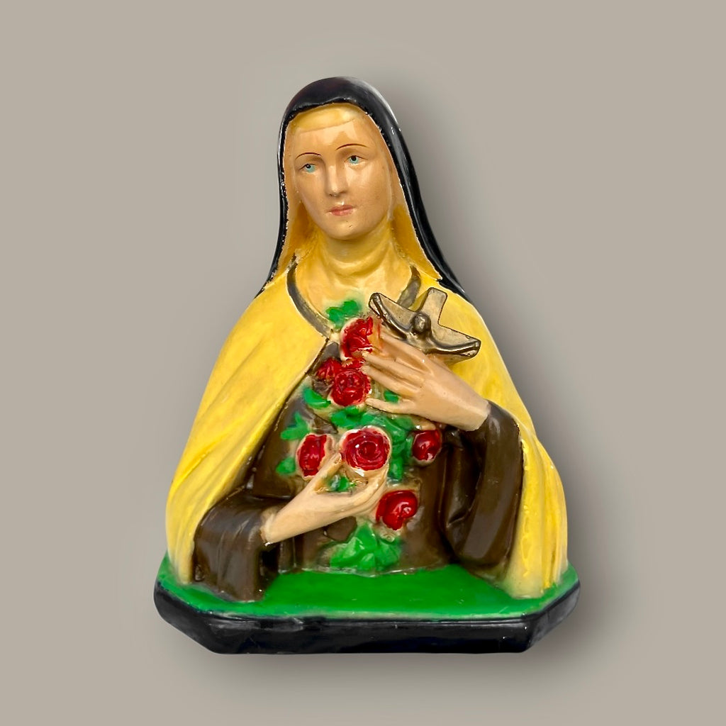 Buste ancien en plâtre polychrome Sainte-Thérèse de Lisieux – Années 1930