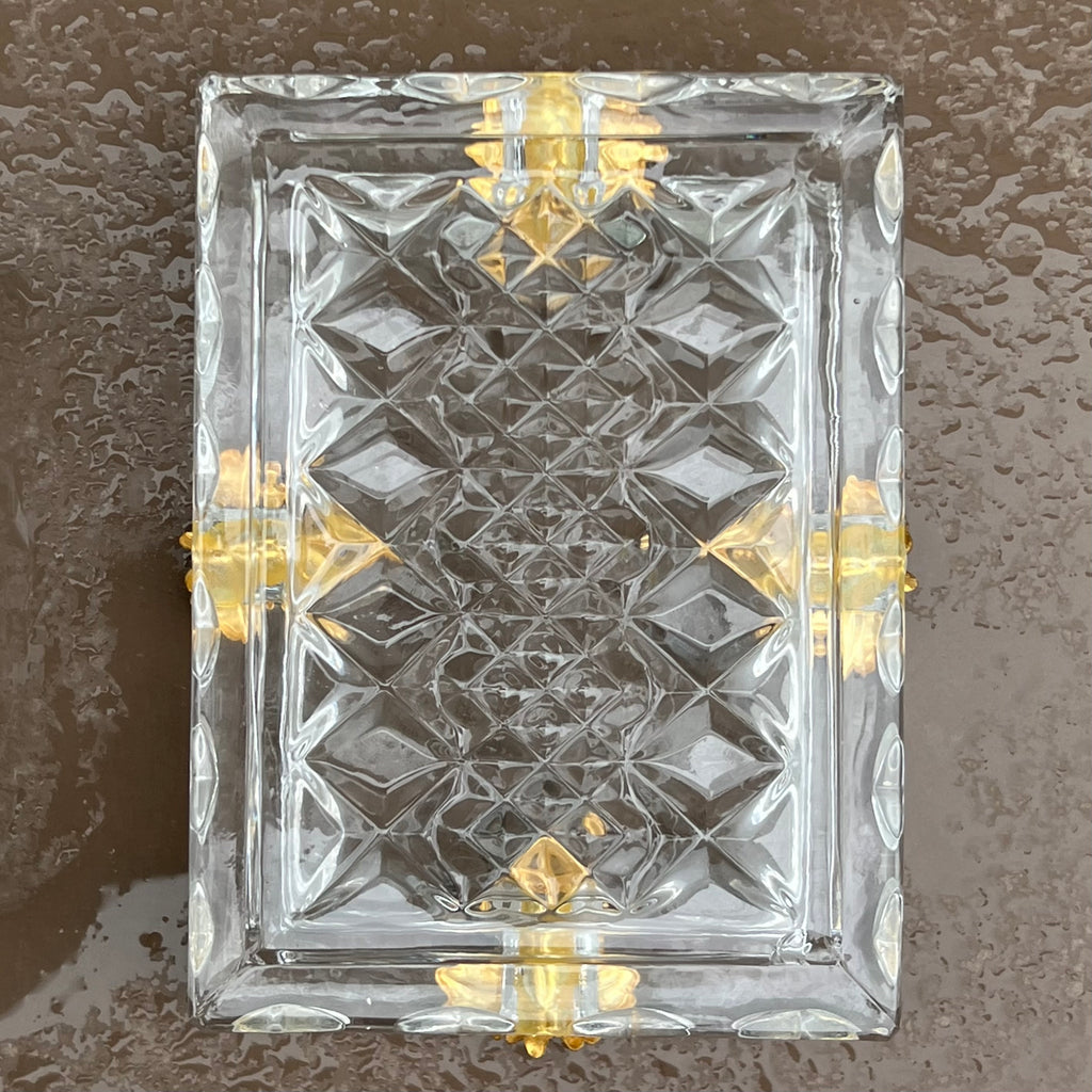 Cendrier et Boîte en Cristal de Bohême à Décor de Feuilles Dorées à l'Or Fin – Années 60-70