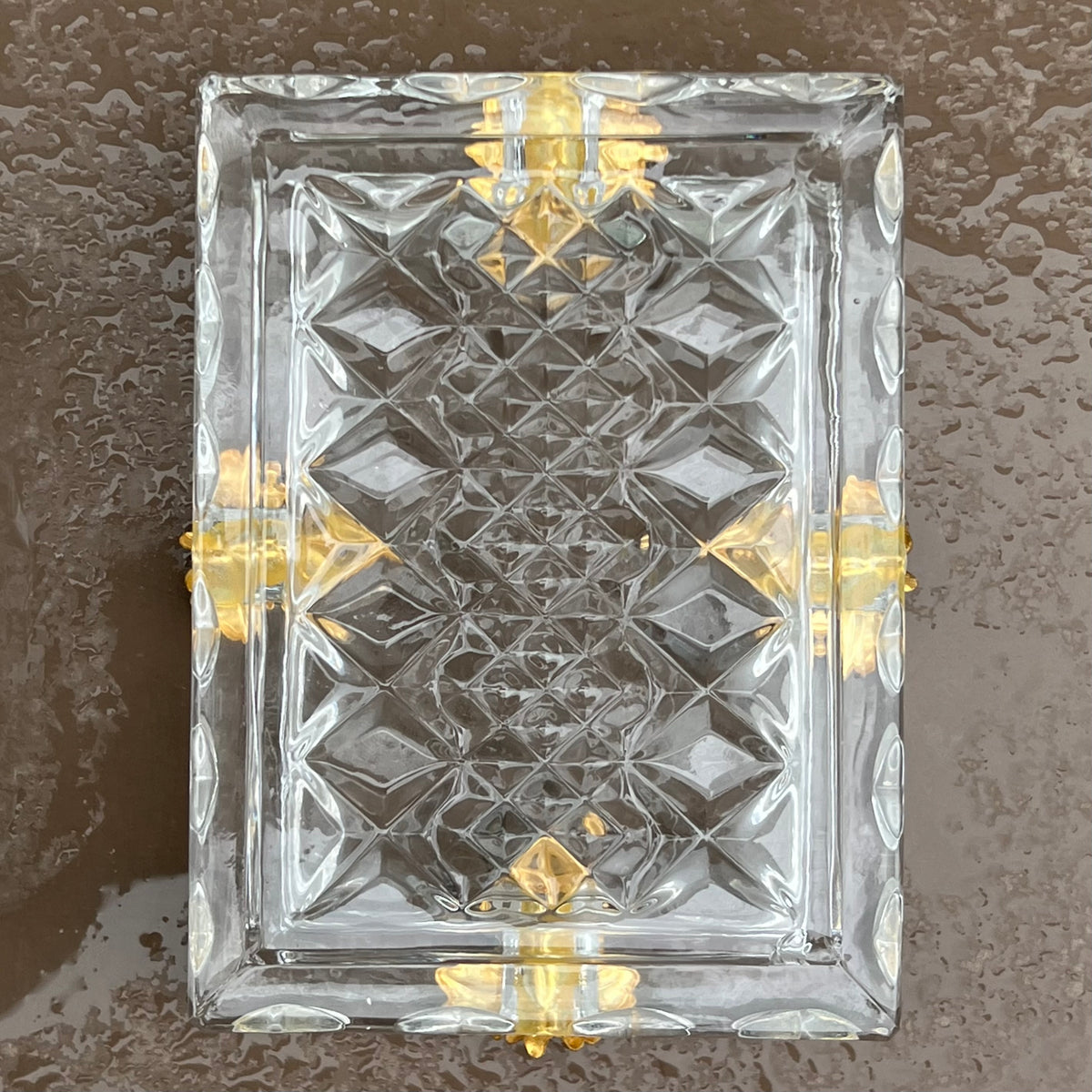 Cendrier et Boîte en Cristal de Bohême à Décor de Feuilles Dorées à l'Or Fin – Années 60-70