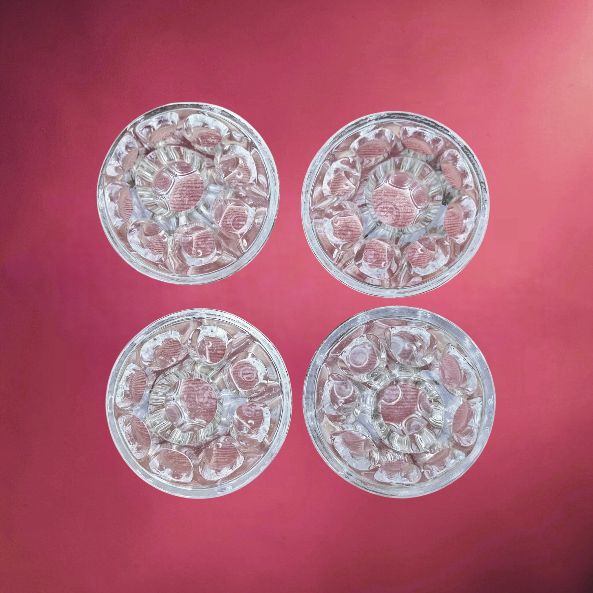 Lot de 4 Pique-Fleurs Anciens en Verre Moulé Made in France – Art Floral Vintage