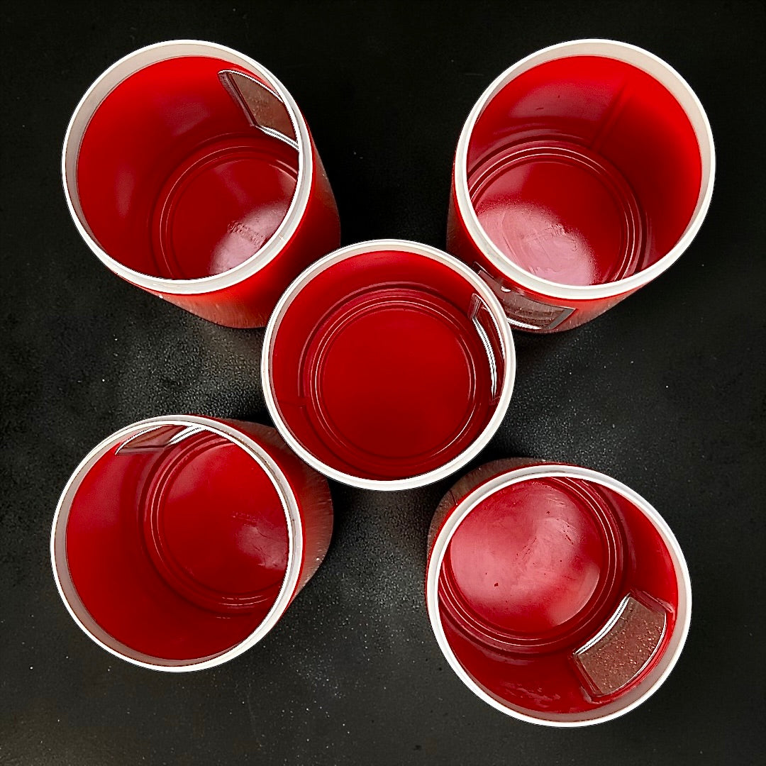 Lot de 5 pots Brabantia vintage rouges – boîtes de conservation métal – années 1970