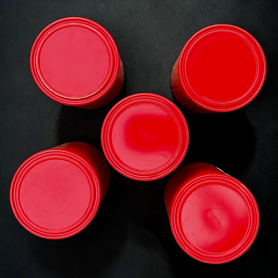 Lot de 5 pots Brabantia vintage rouges – boîtes de conservation métal – années 1970