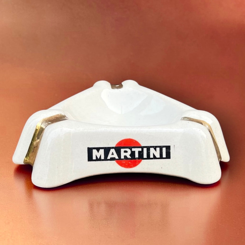 Cendrier Martini vintage en faïence Boch Frères Kéramis – publicité bar années 60