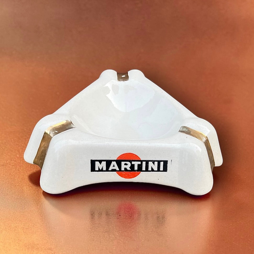 Cendrier Martini vintage en faïence Boch Frères Kéramis – publicité bar années 60